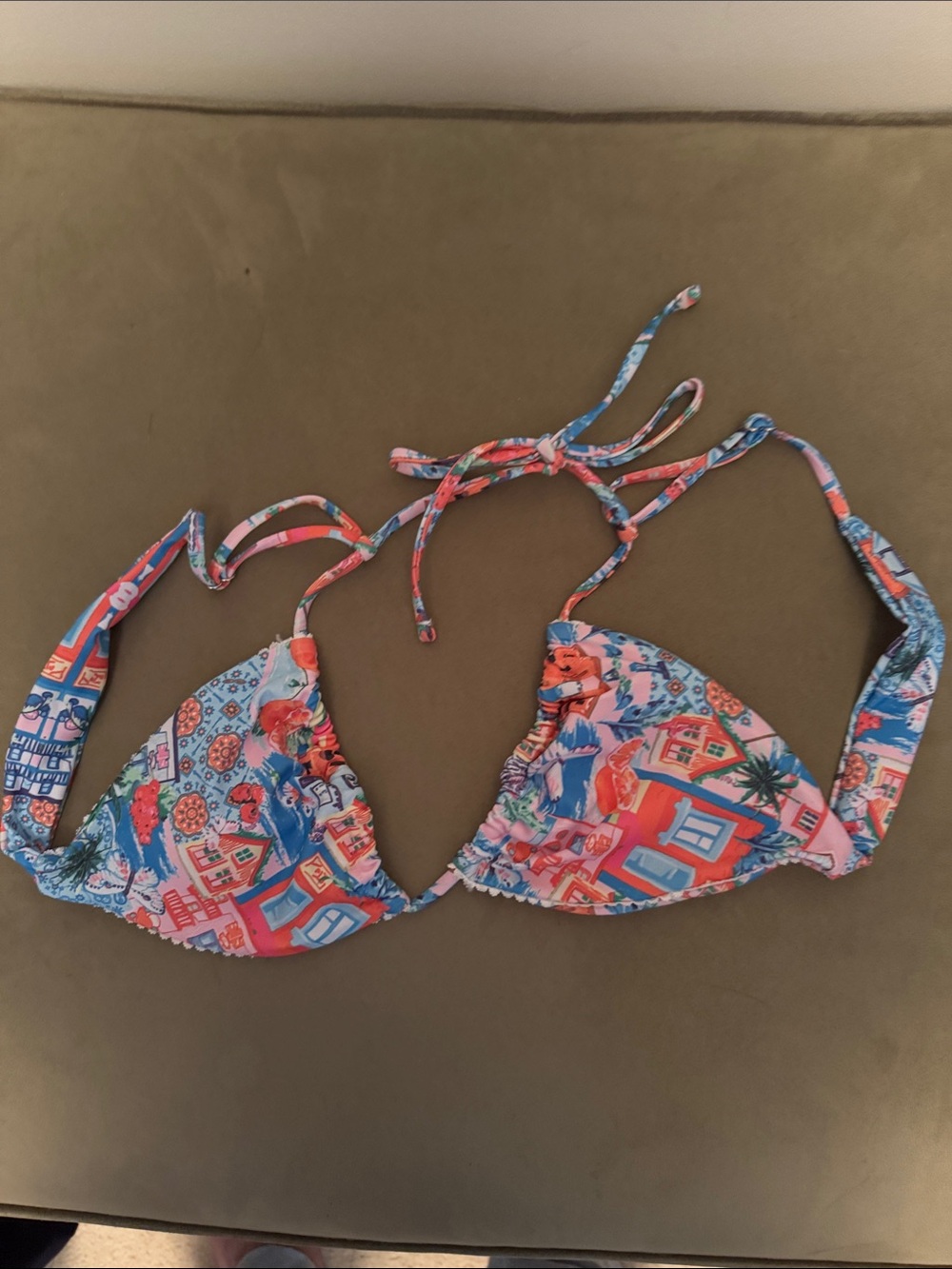 Colorful Printed Triangle Bikini Top